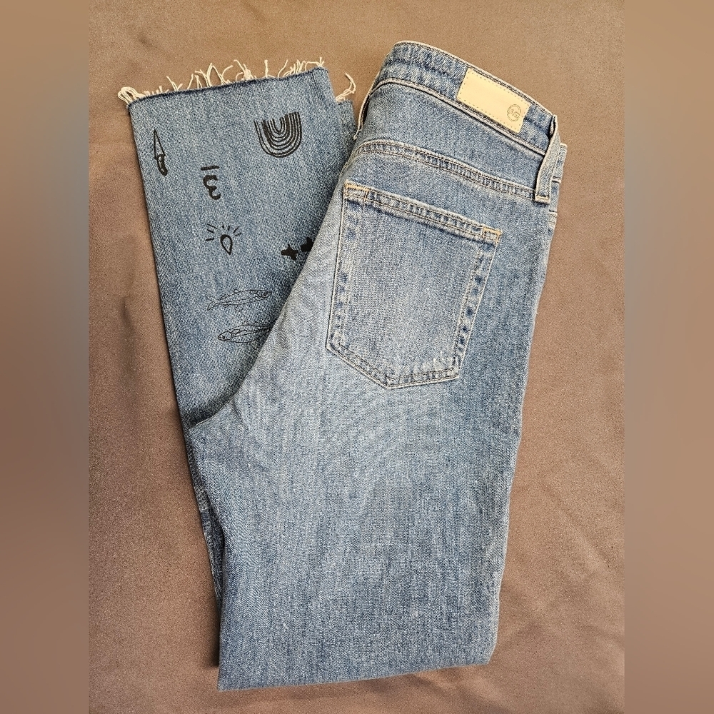 AG Adriano Goldschmied The Isabelle High Rise Straight Crop Blue Women SZ 29R